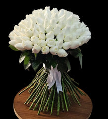 Pure White Roses Bouquet - Rawadat Al Ward