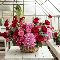 Red and Pink Rose Hydrangea Bouquet - Rawadat Al Ward