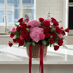Red and Pink Rose Hydrangea Bouquet - Rawadat Al Ward