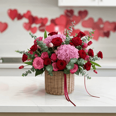 Red and Pink Rose Hydrangea Bouquet - Rawadat Al Ward