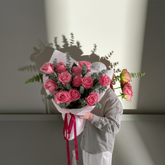 Luxury Pink Rose Bouquet with Eucalyptus