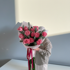 Luxury Pink Rose Bouquet with Eucalyptus
