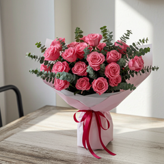 Luxury Pink Rose Bouquet with Eucalyptus