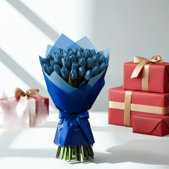 Fresh Floral Bouquet - Blooming Blue Tulips
