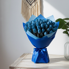 Fresh Floral Bouquet - Blooming Blue Tulips