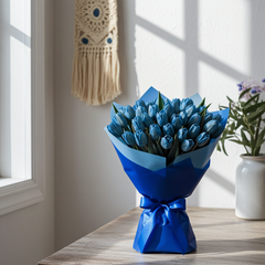 Fresh Floral Bouquet - Blooming Blue Tulips