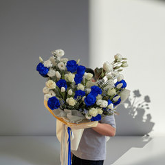 Royal Blue & White Rose Bouquet