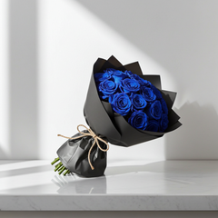 Midnight Blue Roses Hand Tied Bouquet