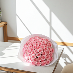 Premium Pink Ohara Rose Bouquet in Elegant White Wrapping