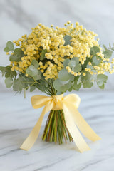Yellow Baby’s Breath & Eucalyptus Hand - Tied Bouquet - Rawadat Al Ward