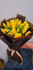 Yellow Tulips bouquet 30 stem - Rawadat Alward
