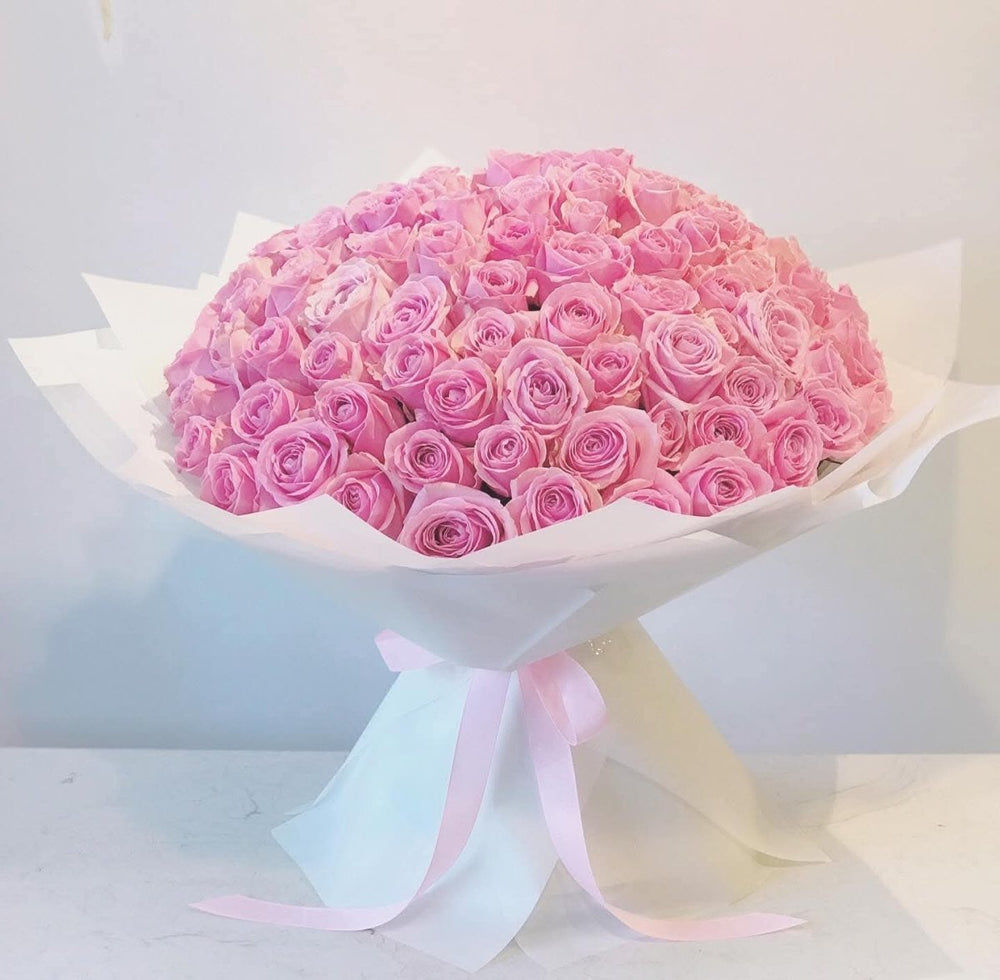 100 Dark Pink Roses Bouquet – Luxury Passion by Rawadat Alward - Rawadat Alward