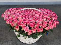 200 Double Pink Roses Basket – Luxury Romance by Rawadat Alward - Rawadat Alward