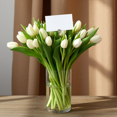 Luxury White Tulip Bouquet in Glass Vase