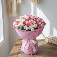 Pink & White Rose Bouquet Delight