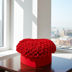 Elegant Red Rose Heart Box with Gift