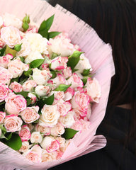 Exquisite Pink and White Rose Bouquet