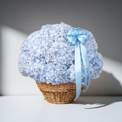 Blue Hydrangea Basket Arrangement