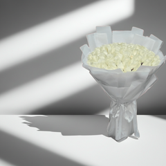 Luxury White Roses Wrapped in Paper