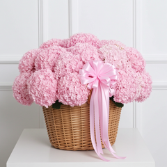 Pink Hydrangea Basket Arrangement