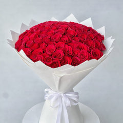 Luxury Red Rose Bouquet in White Paper Wrap