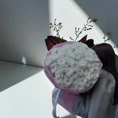 Pink Wrapped Chrysanthemum Bouquet