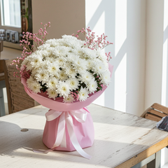 Pink Wrapped Chrysanthemum Bouquet