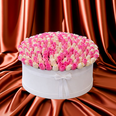 Pink & White Luxury Rose Box: Mix Bouquet Box