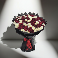 Romantic Red and White Rose Bouquet for Special Occasions