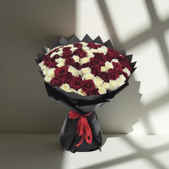 Romantic Red and White Rose Bouquet for Special Occasions