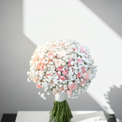 Pink Rose and Baby’s Breath Bridal Bouquet
