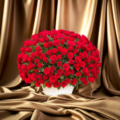 Luxury Red Rose Bouquet in White Basket