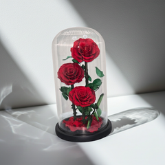 Preserved Red Roses in Glass Dome