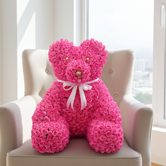 Luxury Pink Rose Teddy Bear Floral Arrangement