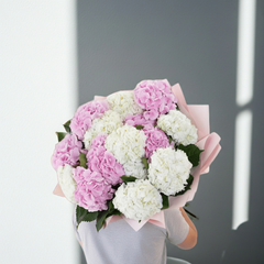 Elegant Pink and White Hydrangea Bouquet