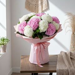 Elegant Pink and White Hydrangea Bouquet