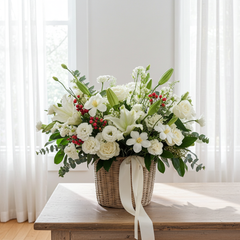Elegant White Floral Arrangement with Lilies and Roses