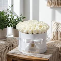 White Roses Gift Box - Fresh Blooms