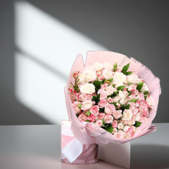 Exquisite Pink and White Rose Bouquet