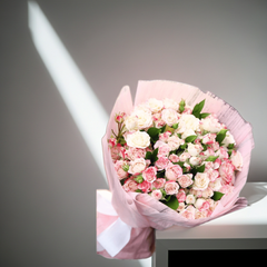 Exquisite Pink and White Rose Bouquet