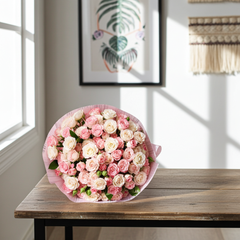 Exquisite Pink and White Rose Bouquet