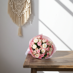 Exquisite Pink and White Rose Bouquet