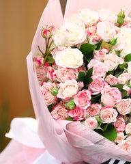 Exquisite Pink and White Rose Bouquet