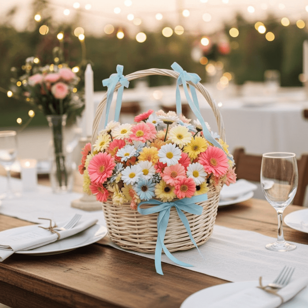 Blooming Beauty: Floral Basket Arrangement - Rawadat Al Ward