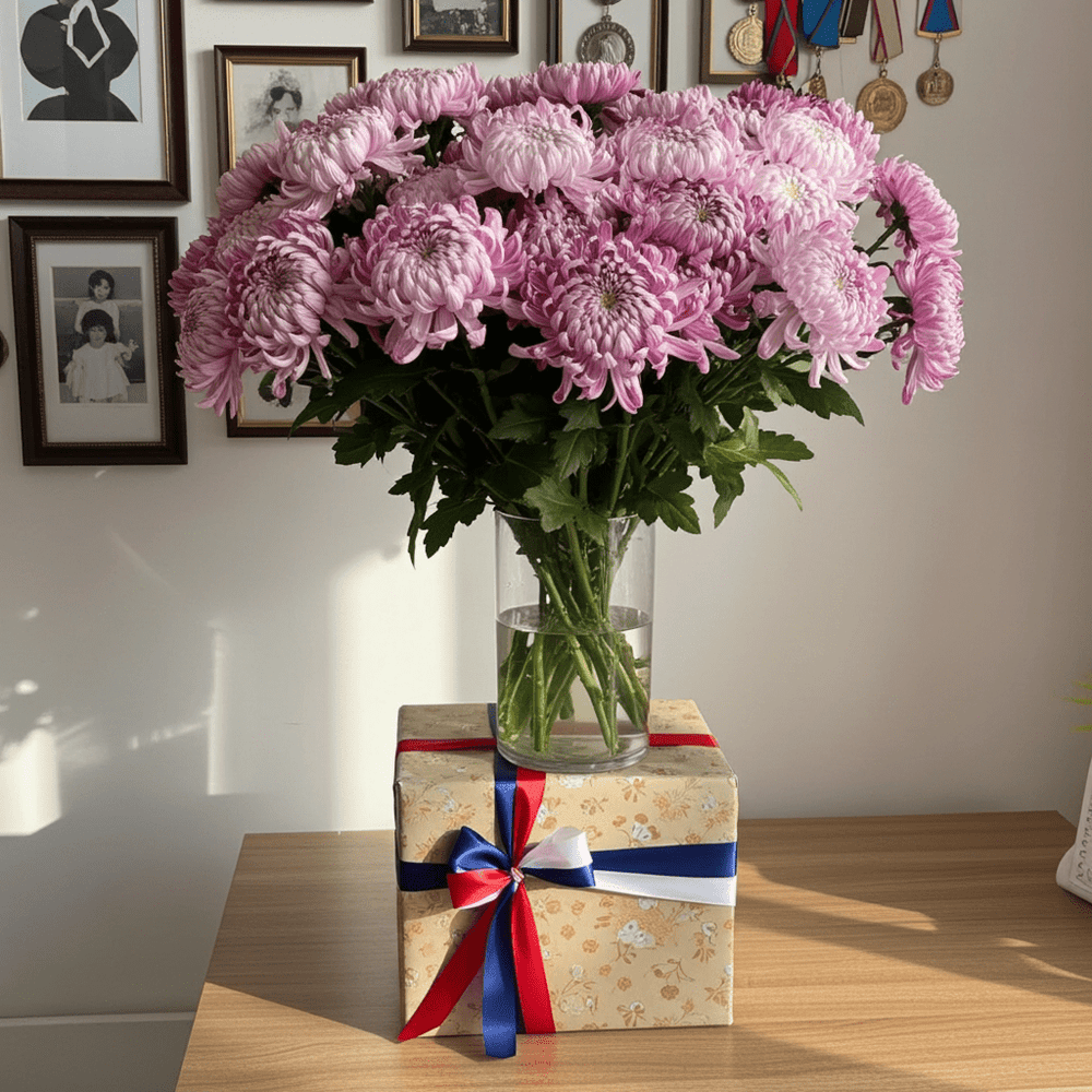 Blooming Pink Chrysanthemum Bouquet - Rawadat Al Ward