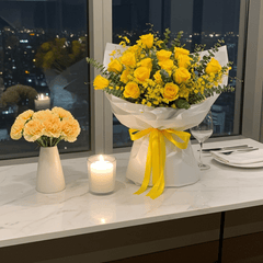 Bright Yellow Rose Arrangement - Rawadat Al Ward