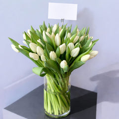 Luxury White Tulip Bouquet in Glass Vase