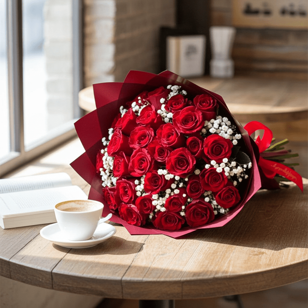 Classic Red Rose Floral Arrangement - Rawadat Al Ward