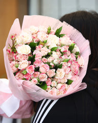 Exquisite Pink and White Rose Bouquet