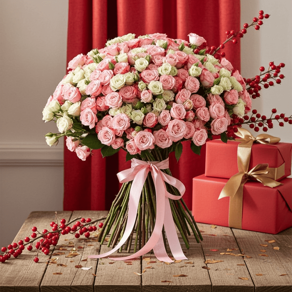 Elegant Mixed Pink & White Spray Rose Floral - Rawadat Al Ward
